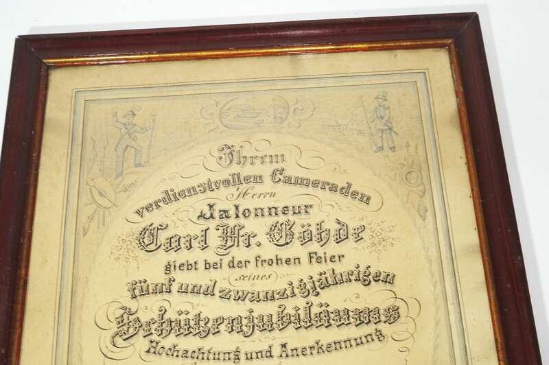 Schützen Jubiläum Bernstadt Oberlausitz 1890 Erinnerung Bilderrahmen