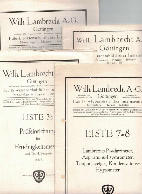Katalog Listen Wilh.Lambrecht A G Göttingen Meßinstrumente Meßgeräte 1929 