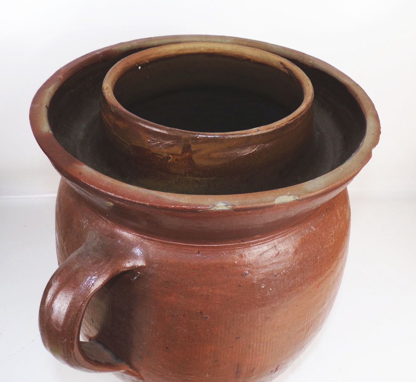 Alter Steinguttopf Sauerkrauttopf Tontopf Gärtopf Gurkentopf Steinzeug Deckel