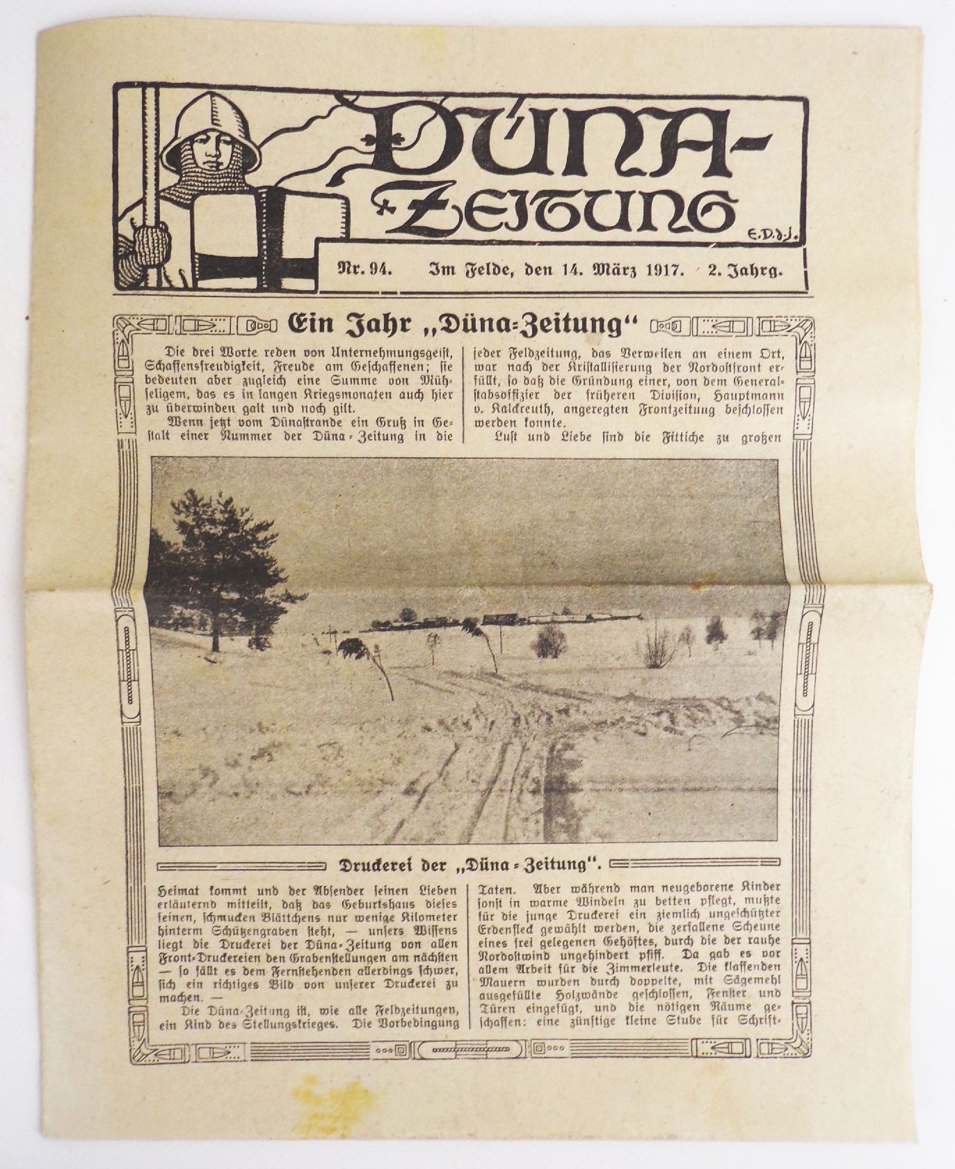 Düna Zeitung Nr 84 Im Felde 1917 WW1 