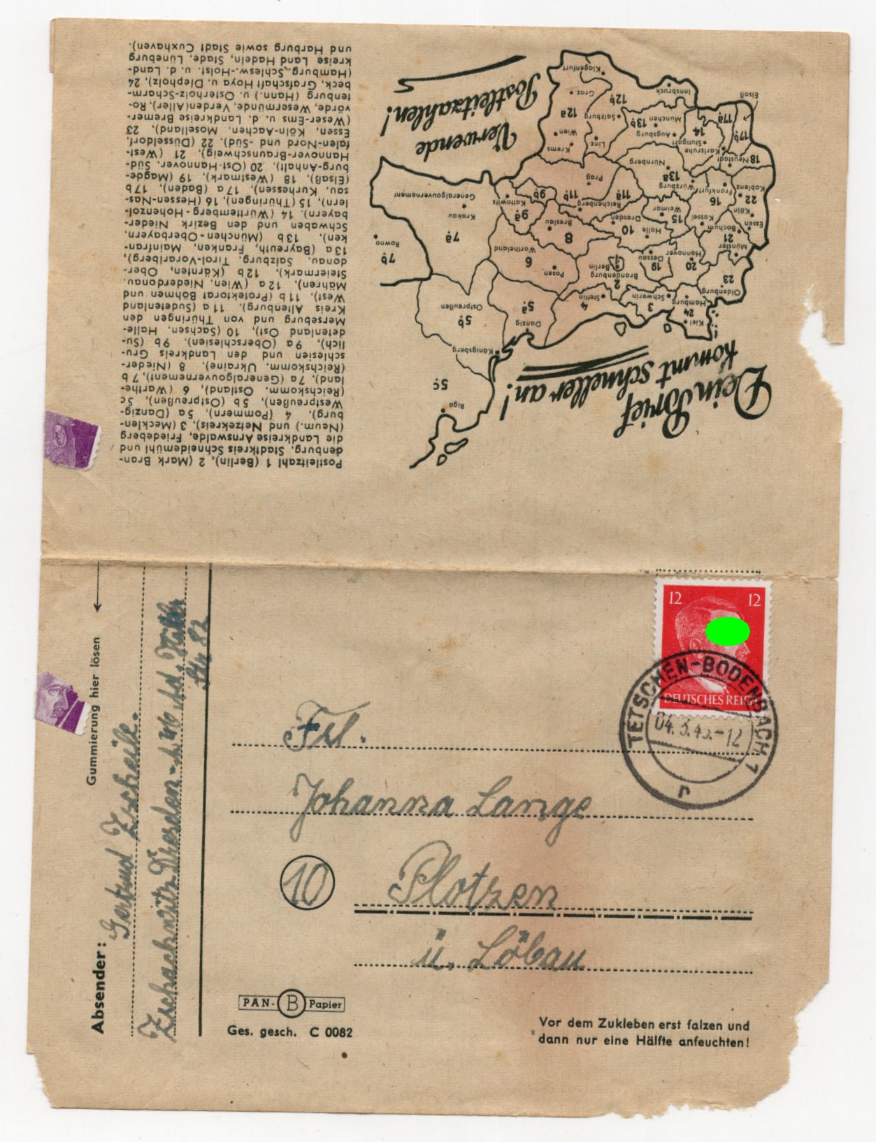 Brief 1945 Tetschen Bodenbach Wehlen Inhalt 