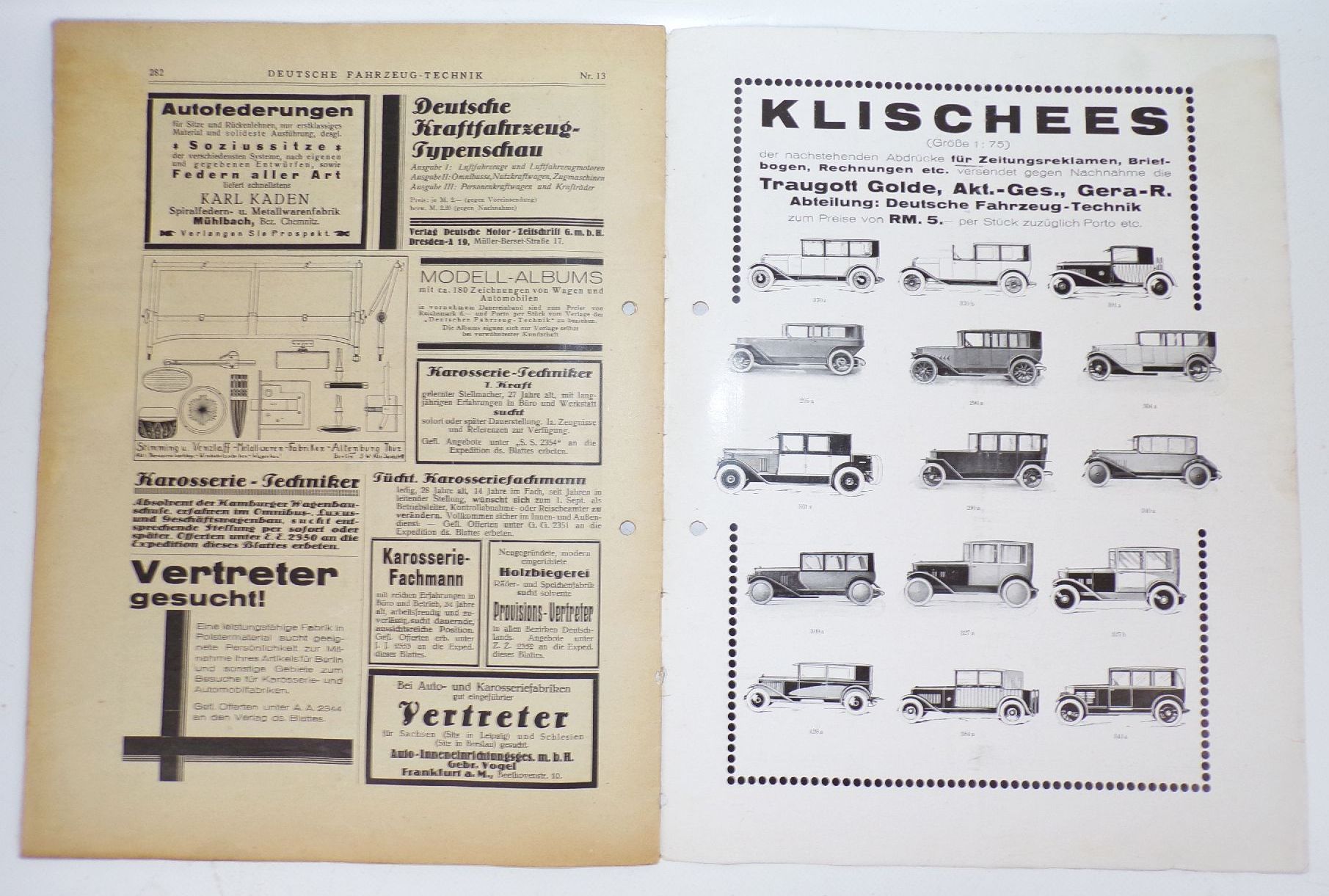 Deutsche Fahrzeug Technik 1926 Zeitschriften Automobil KFZ Oldtimer 