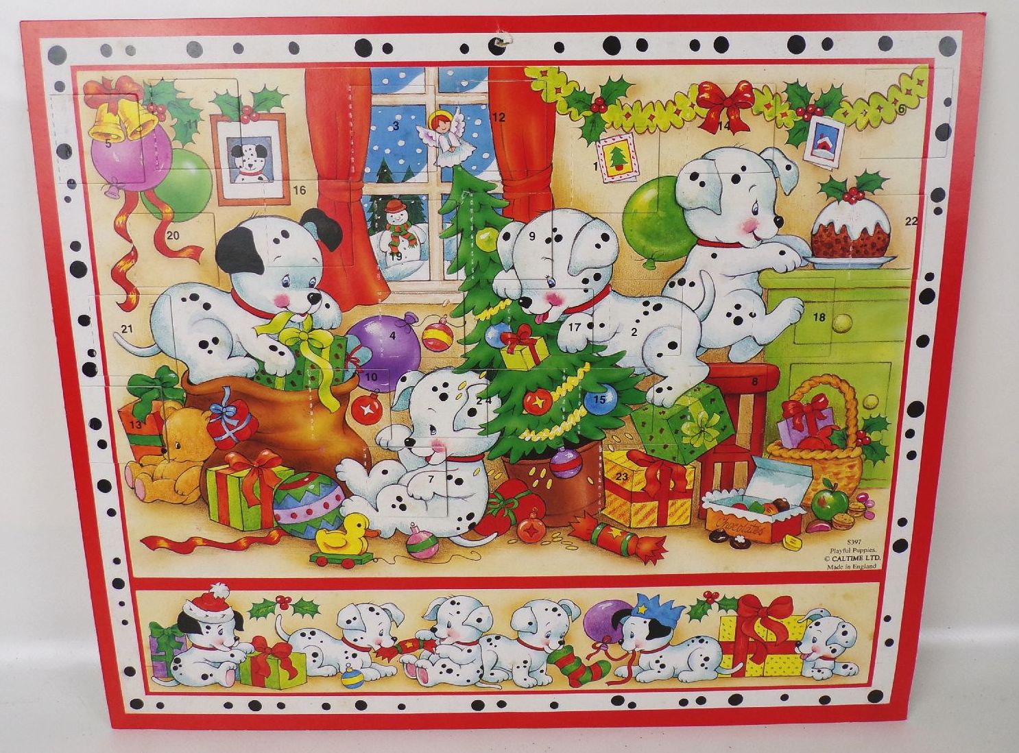 Alter Adventskalender Dalmatiner Hunde Caltime LTD Made in England 1998