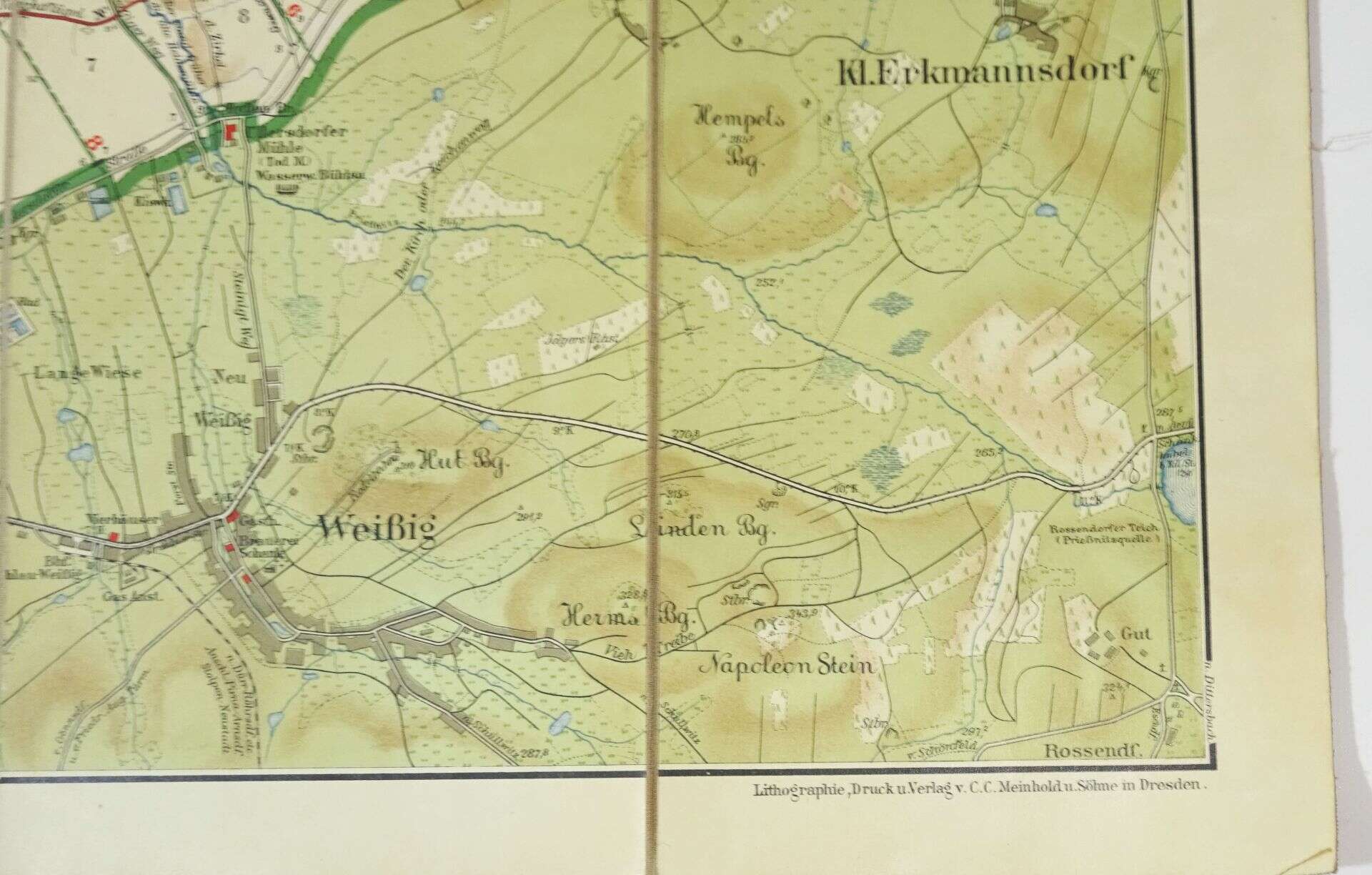 Lankarte Leinen Meinhold Karte Dresdner Heide um 1900 Lehmann Meinhold Dresden  12526